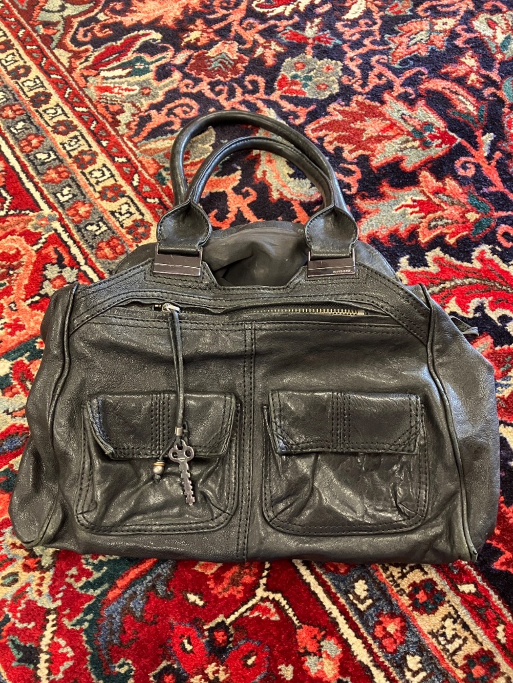 Vintage Diesel Black Leather Hand Bag in Very Good Condition